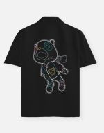 ye oversized shirt grad bear neon line art