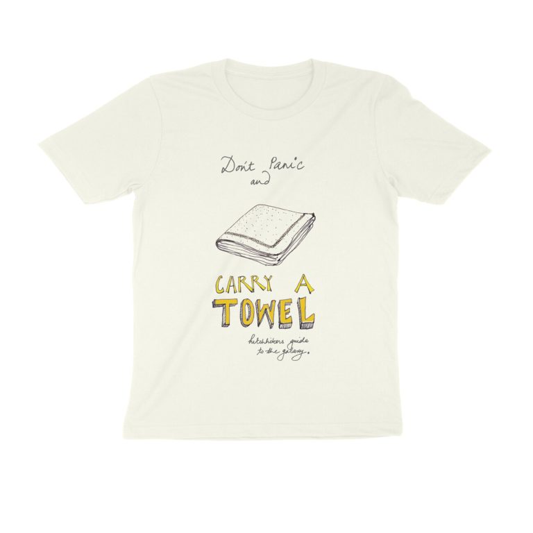 hitchhiker's guide to galaxy t shirt don't panic