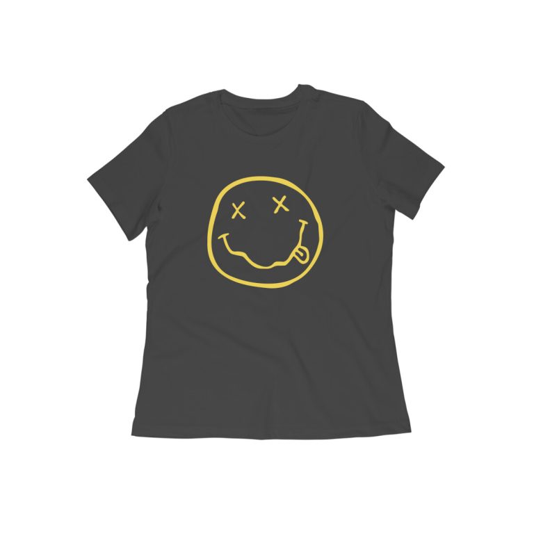 nirvana womens' t shirt smiley