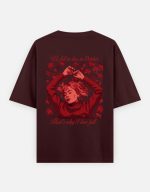 girl in red oversized classic t shirt