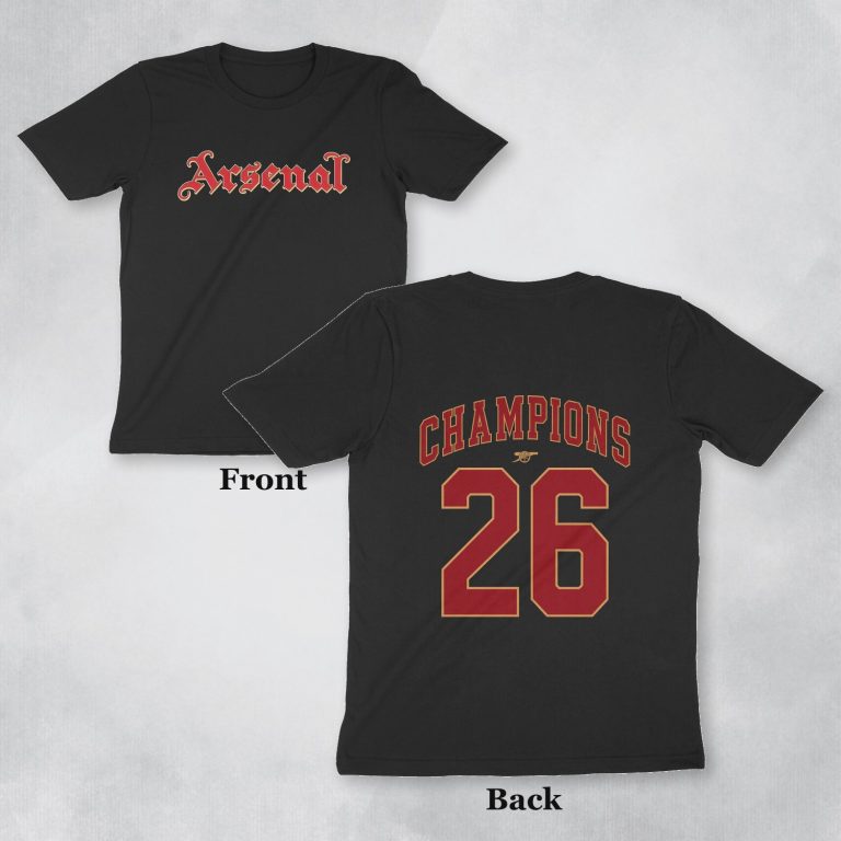 arsenal fc t shirt champions minimal front back