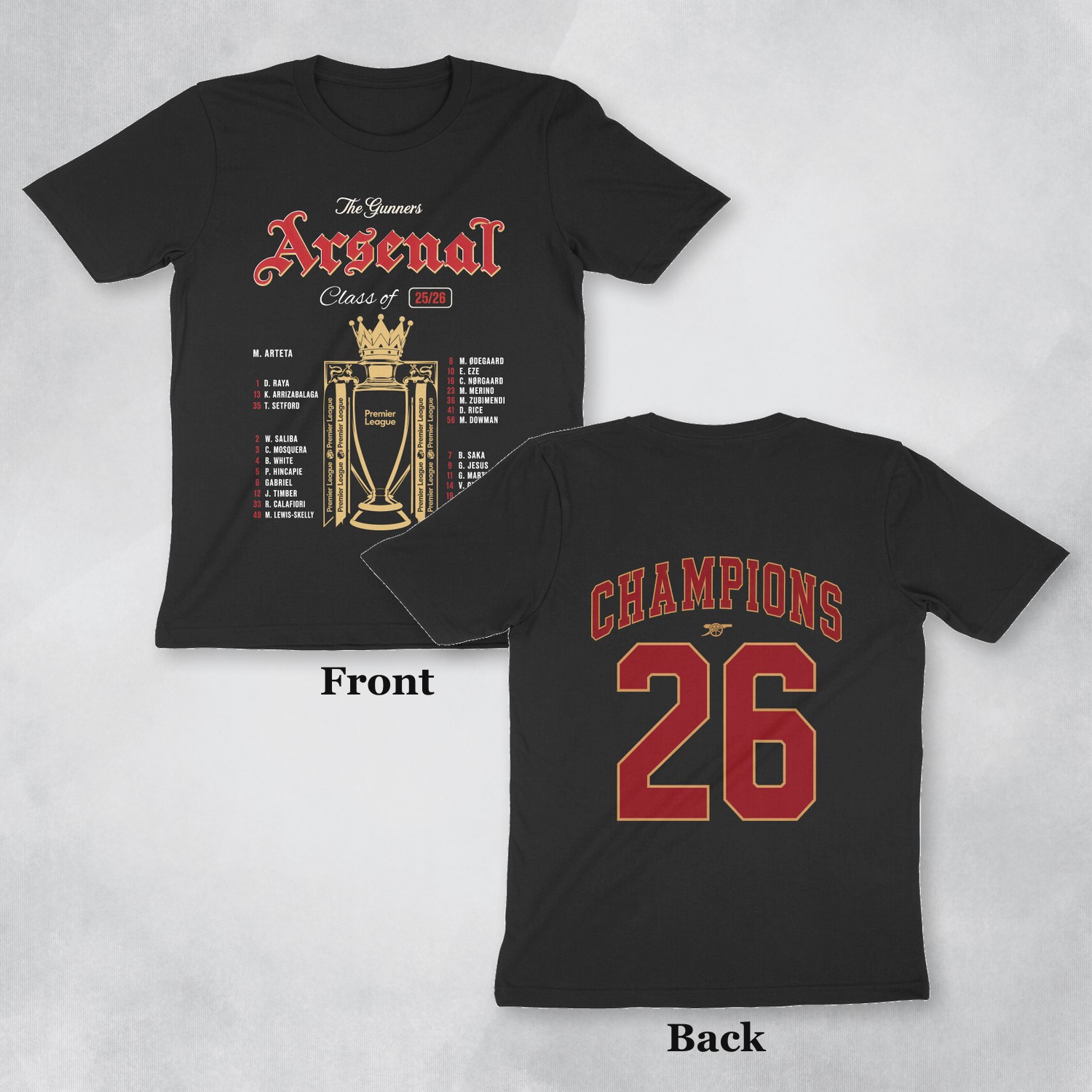 arsenal t shirt full squad champions both sides front back arsenal t shirt full squad champions both sides front back