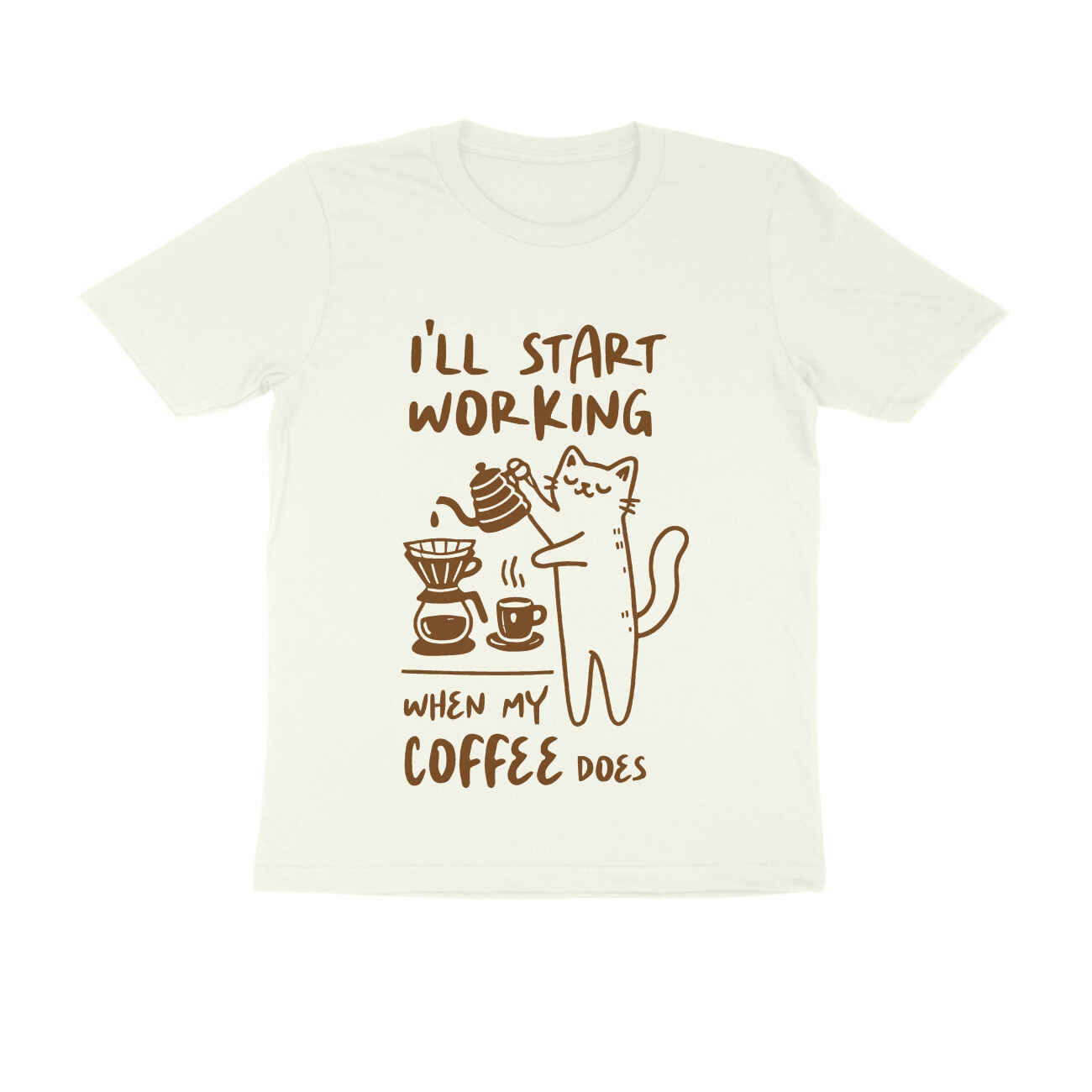 Coffee T-shirt - I'll Start Working When My Coffee Does - Ivory front 6a5a2def4656e ivory s men round.jpg