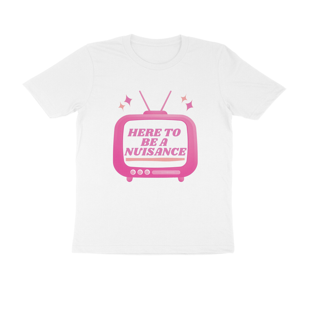 Here To Be A Nuisance T-shirt - White front 6a5fe3b419f5f white s men round.jpg