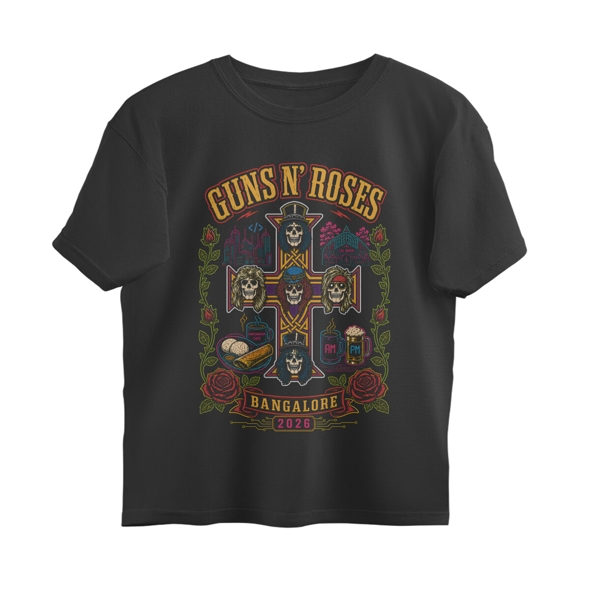 Guns N' Roses Oversized T-shirt - Bangalore 2026 - Black front 6a63e632d105a black s oversized t shirt.jpg