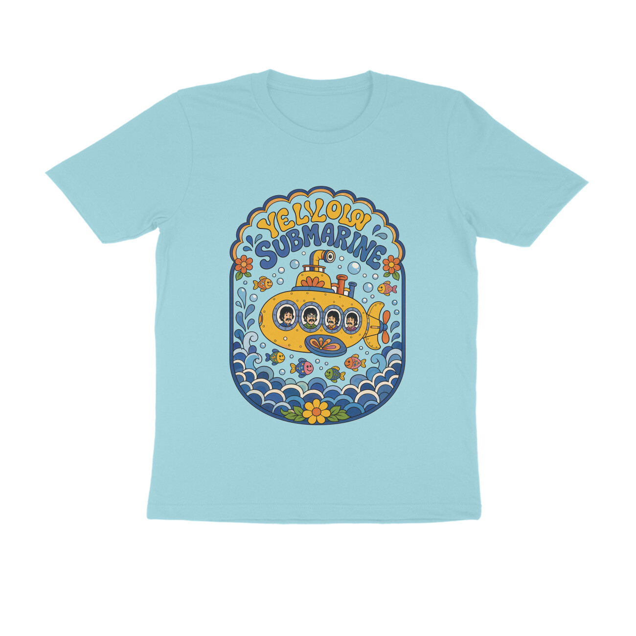 The Beatles T-shirt - Yellow Submarine Cute - Surf Blue front 6a6542440778a surf blue s men round.jpg