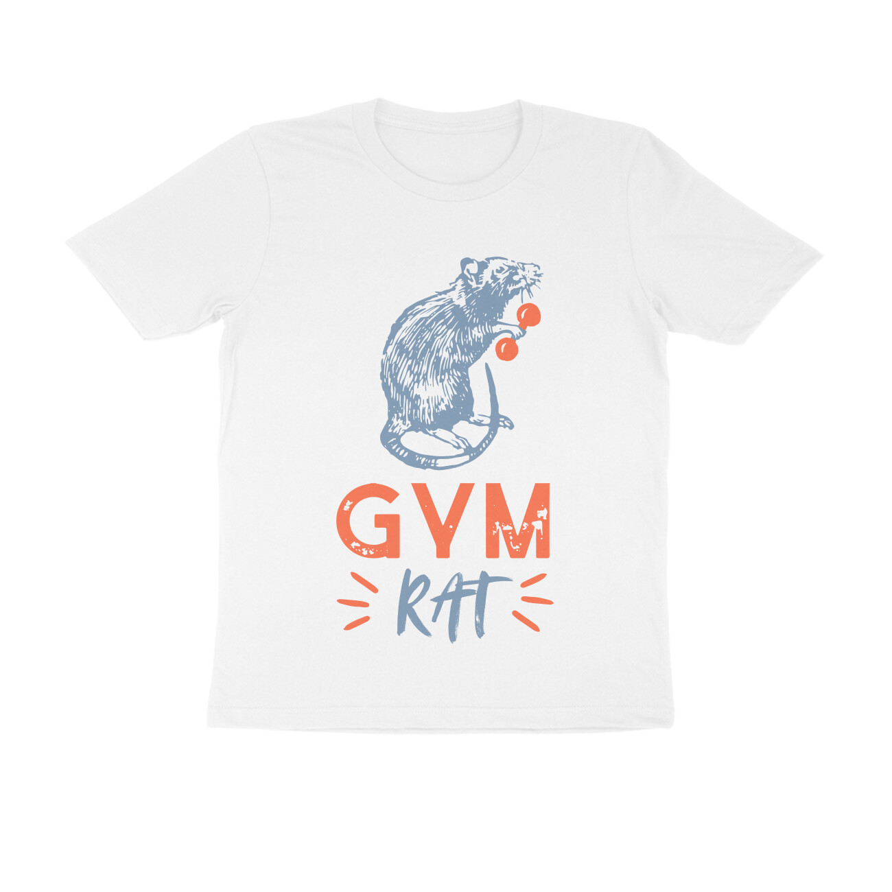 Gym Rat T-shirt - Cute Rat - White front 6a69eaa368c97 white s men round.jpg