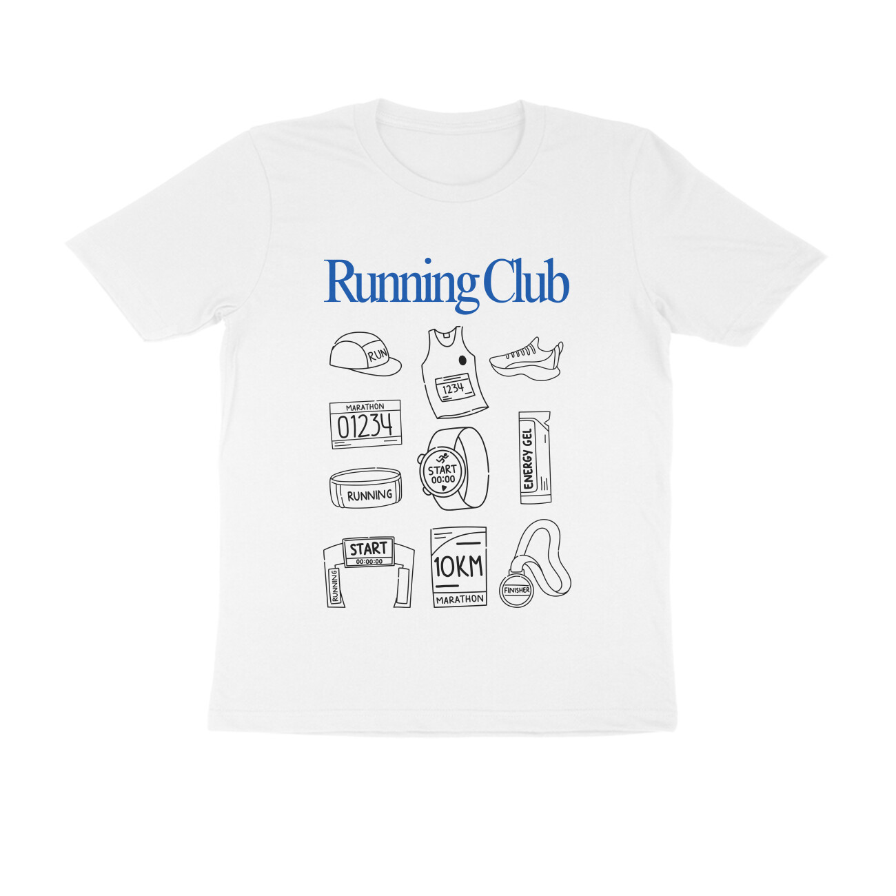Running Club T-shirt - Gear Collage - White front 6a69ed79a3c1a white s men round.jpg