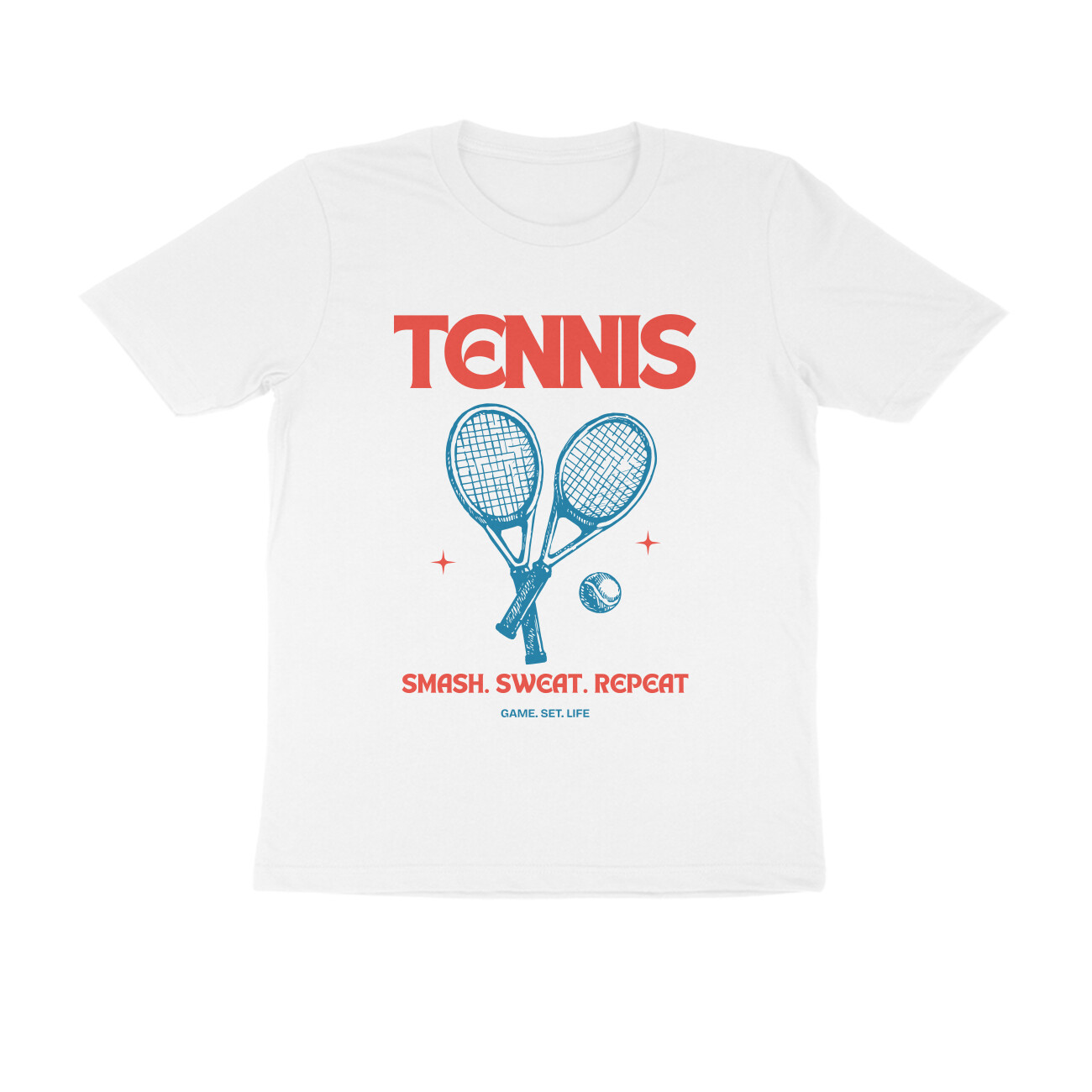 Tennis T-shirt - Smash Sweat Repeat - White front 6a69ee65c49f4 white s men round.jpg