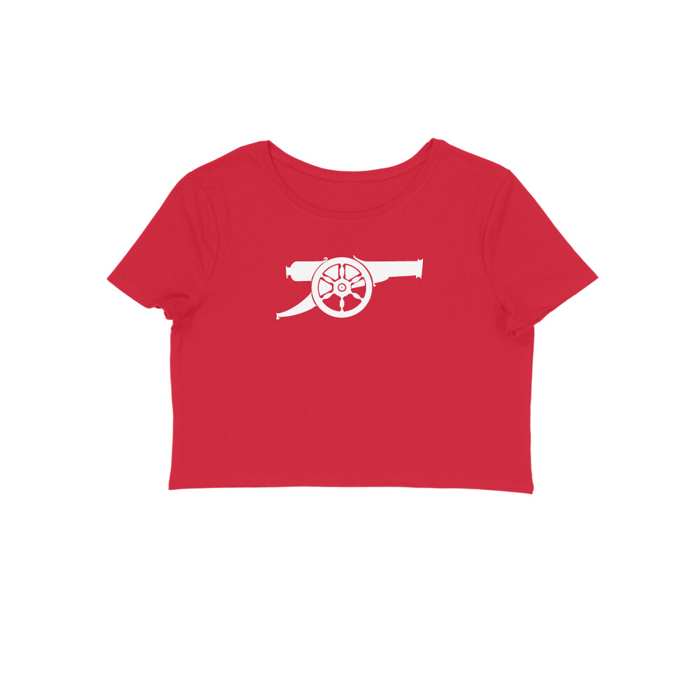 Arsenal Fan Crop Top - Cannon Icon - Red front 6a6bba38b2637 red l women crop top.jpg