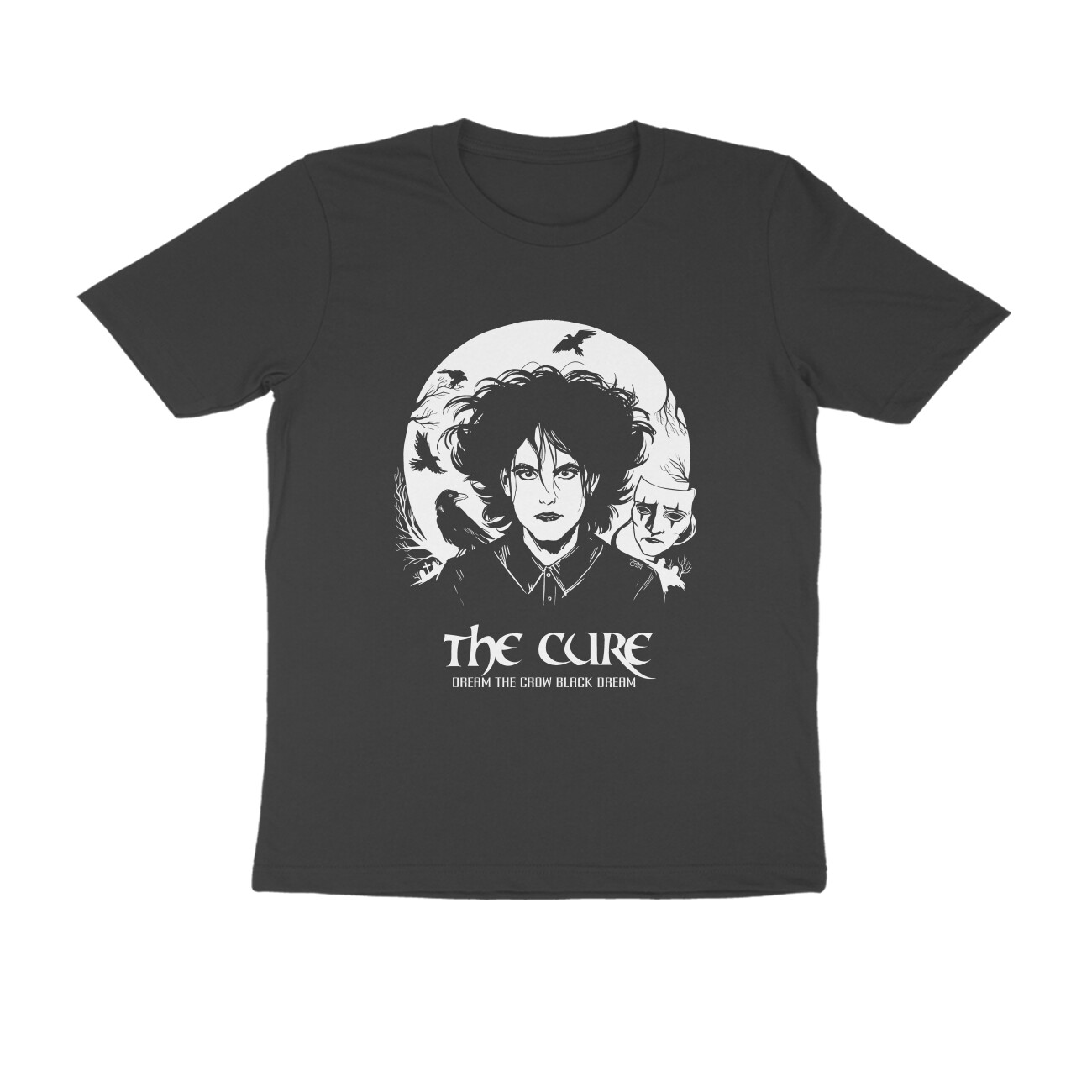 The Cure T-shirt - Dream The Crow - Black front 6a6cb3ad89af3 black s men round.jpg