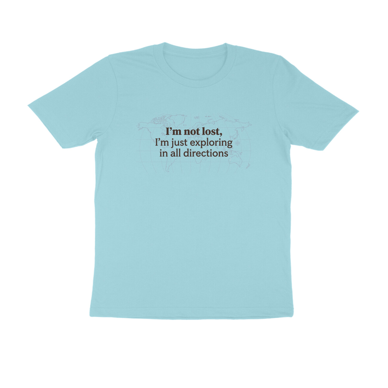 Travel T-shirt - Not Lost Just Exploring - Surf Blue front 6a6cb3e2a930d surf blue s men round.jpg