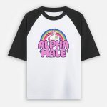 Alpha Male Two-Tone Oversized T-shirt - Rainbow Unicorn - Black / White