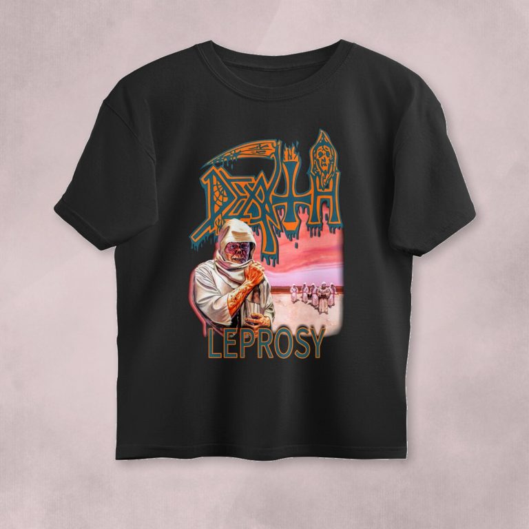 death band oversized t shirt leprosy front back