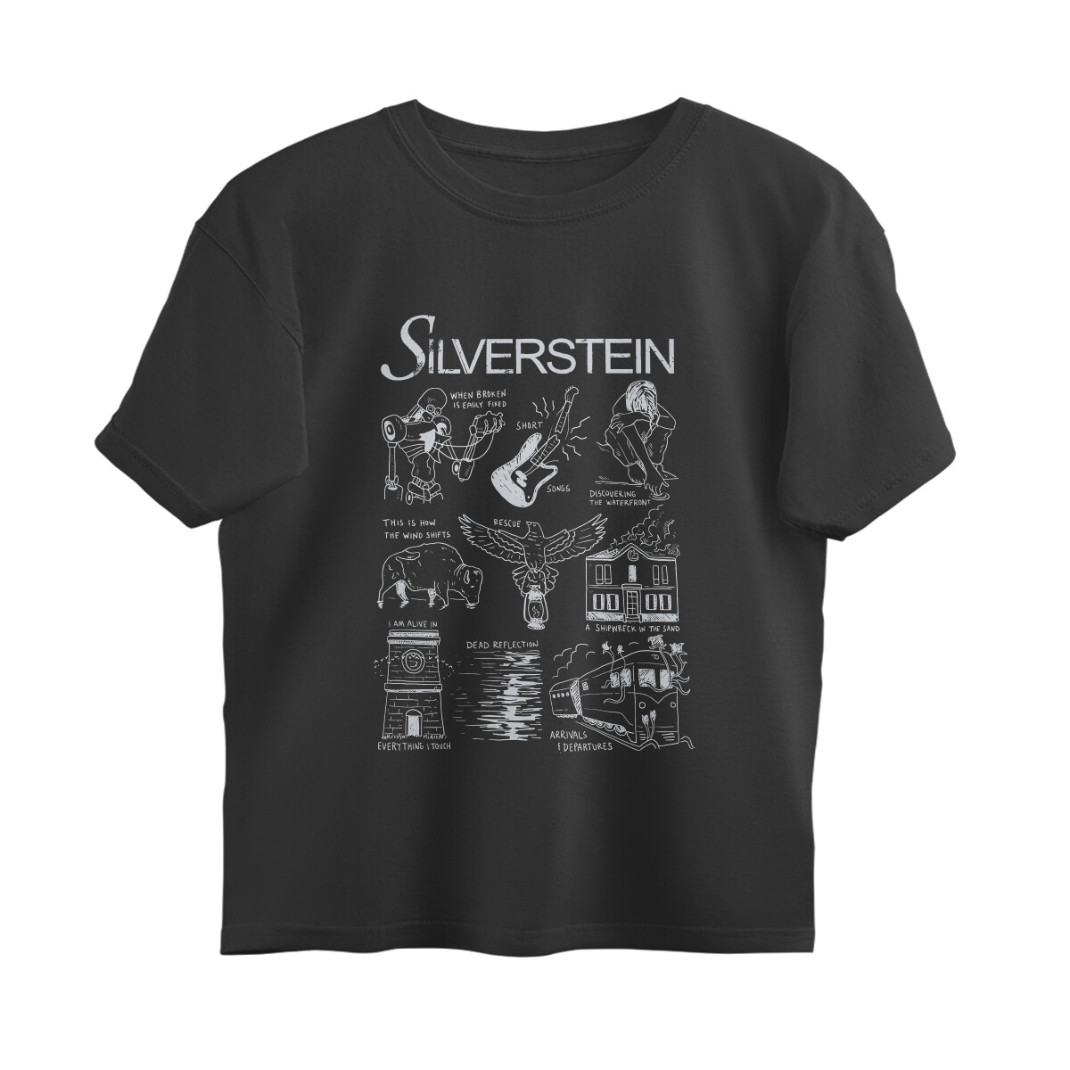 Silverstein Oversized T-shirt - Song Collage - Black front 6a6dfd8531739 black s oversized t shirt.jpg