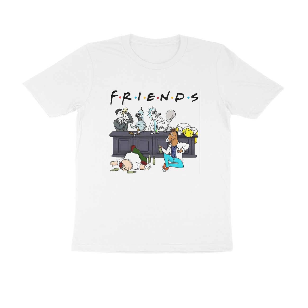 Friends T-shirt - Bar Crawl - White front 6a73b750a8770 white s men round.jpg