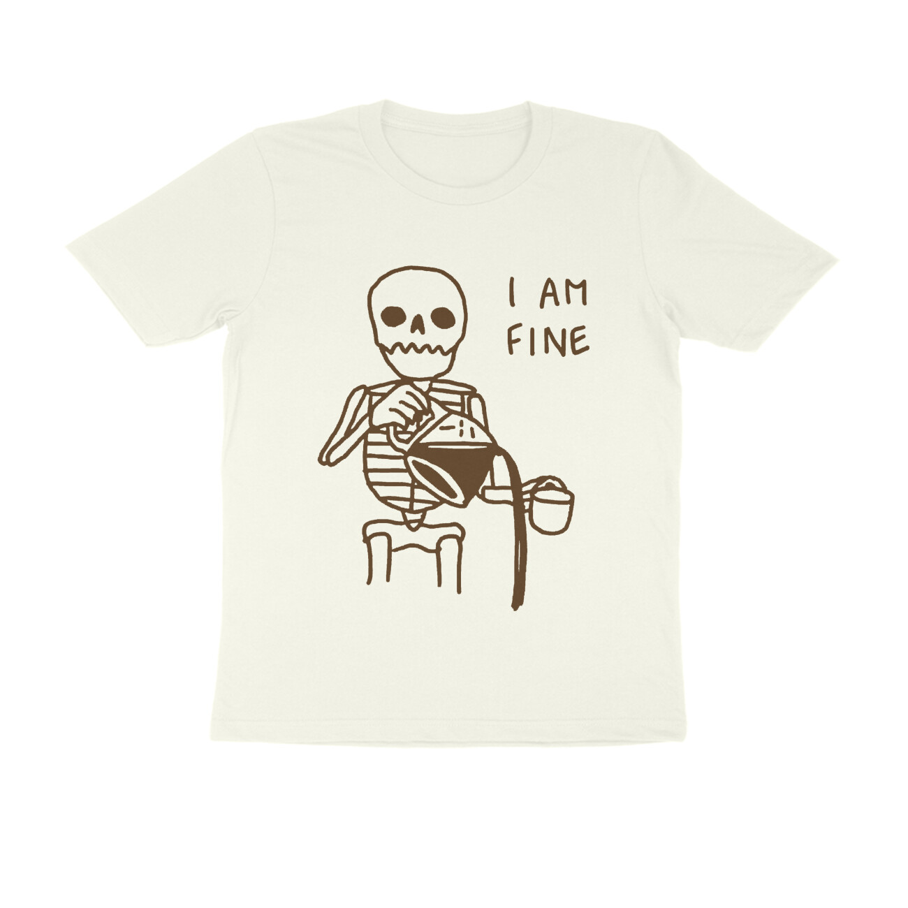Skeleton T-shirt - I Am Fine - Ivory front 6a73c3bc98a3e ivory s men round.jpg