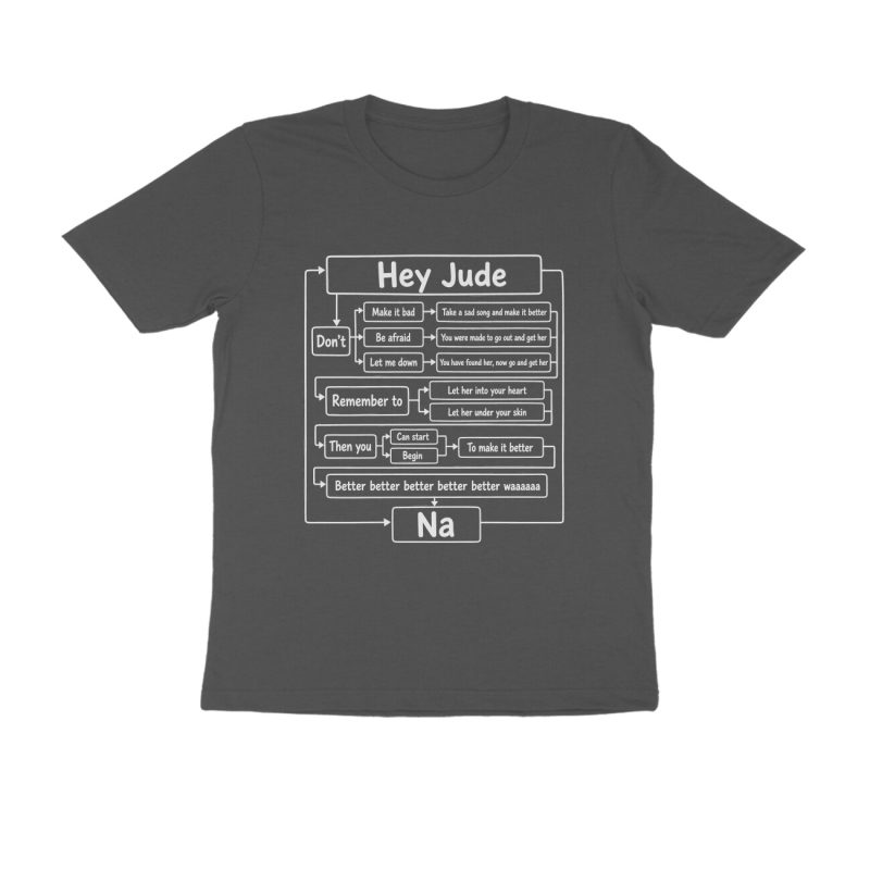 Size M Charcoal Grey The Beatles T-shirt - Hey Jude Flowchart
