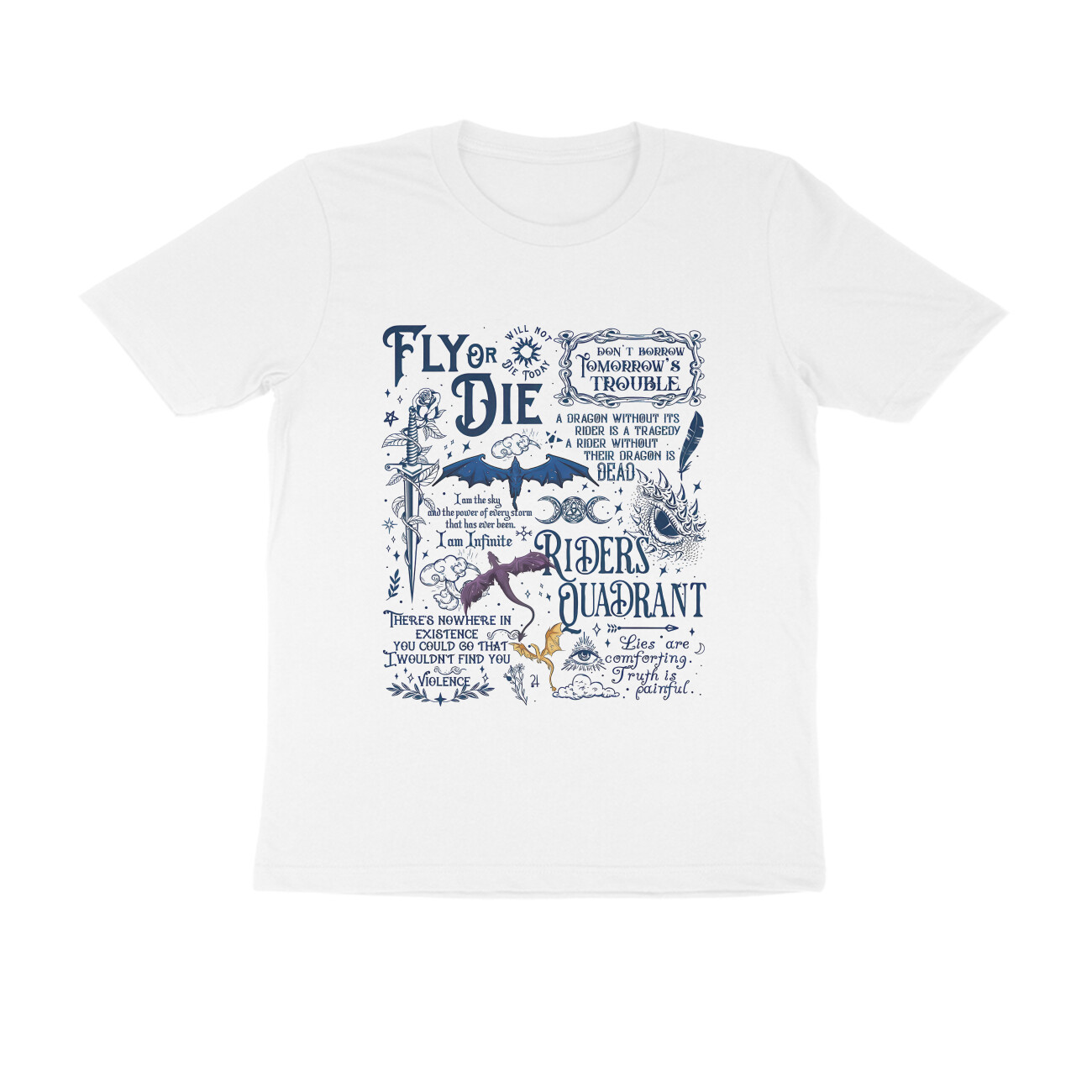 Fourth Wing T-shirt - Riders Quadrant Collage - White front 6a7b9f1647121 white s men round.jpg