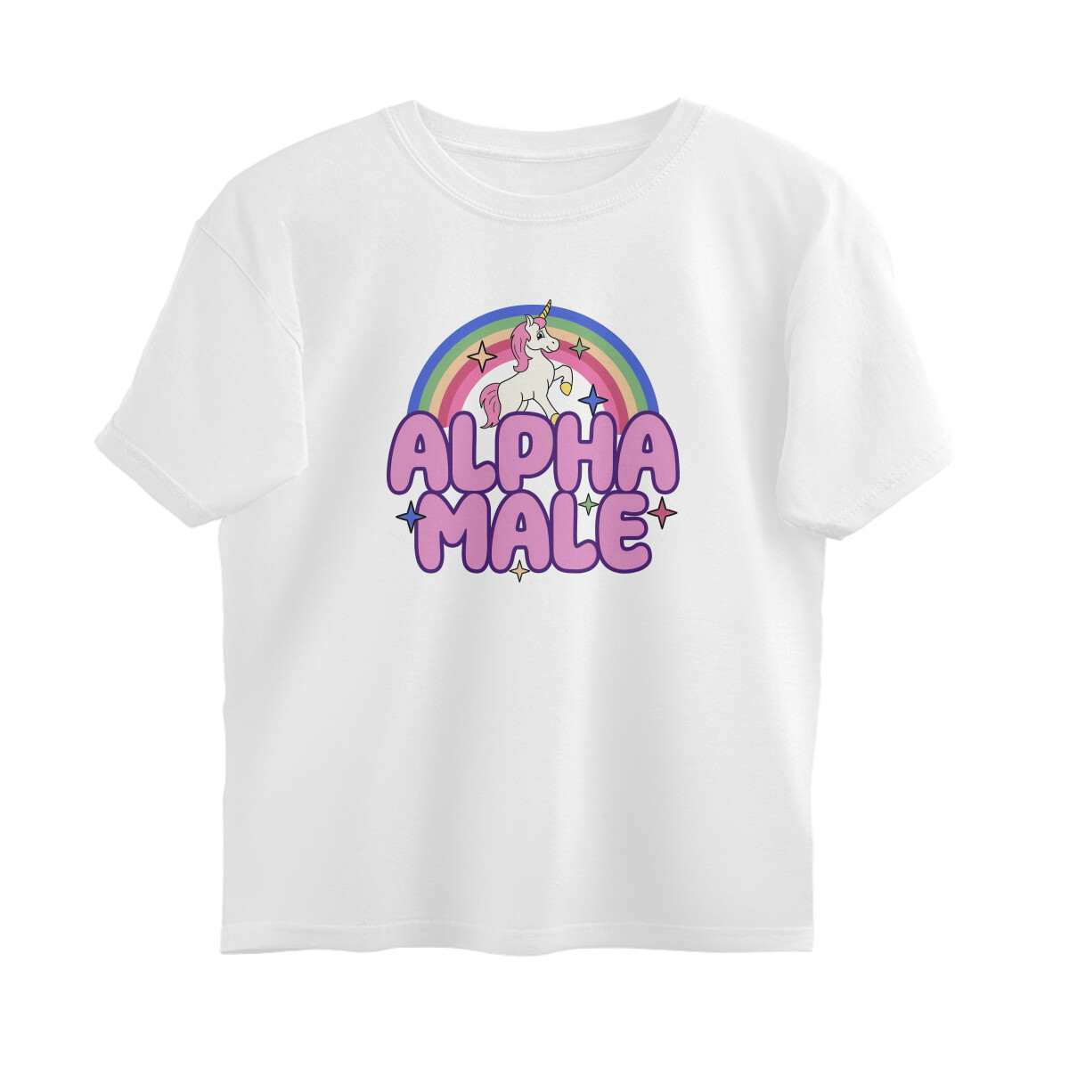 Alpha Male Oversized T-shirt - Rainbow Unicorn - White front 6a7c8bb2cdf17 white s oversized t shirt.jpg