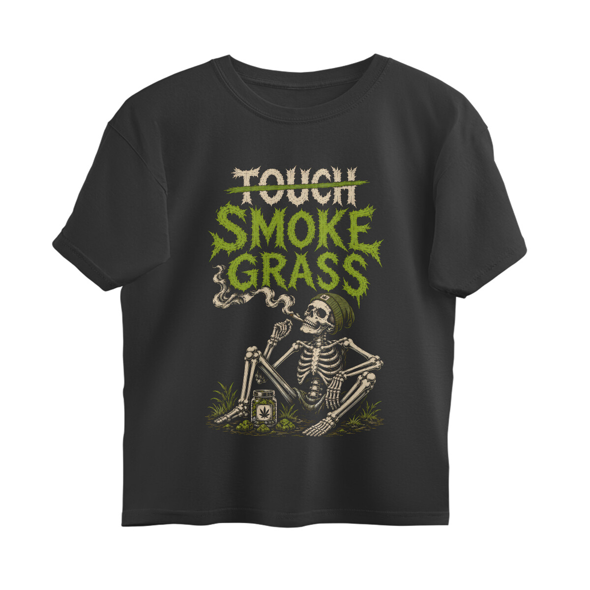 Skeleton Oversized T-shirt - Smoke Grass - Black front 6a84803555f34 black s oversized t shirt.jpg