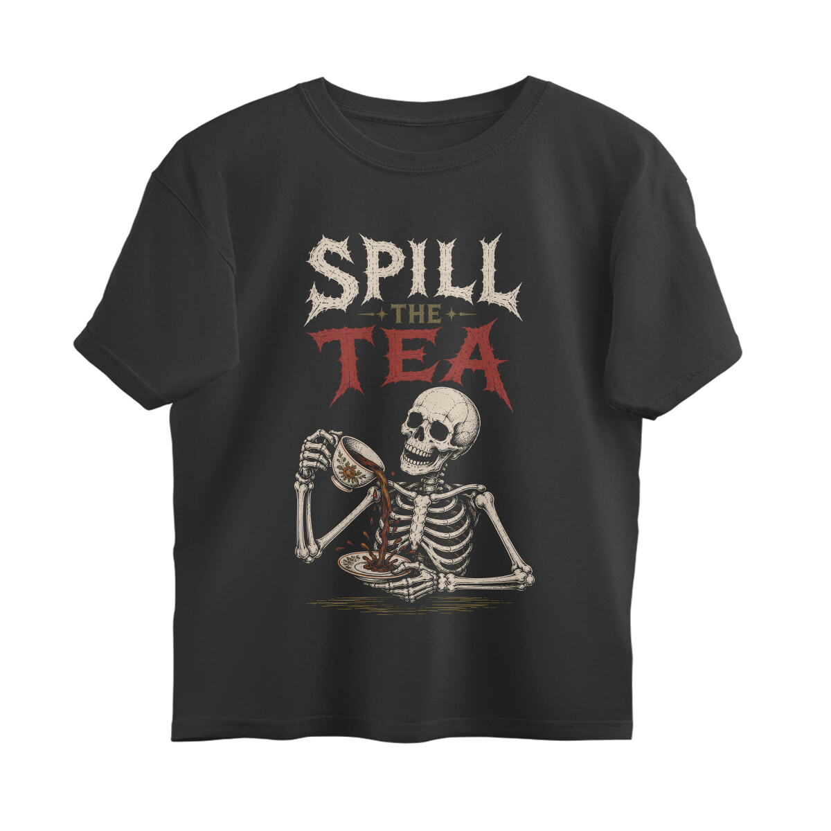 Skeleton Oversized T-shirt - Spill the Tea - Black front 6a8481515a426 black s oversized t shirt.jpg