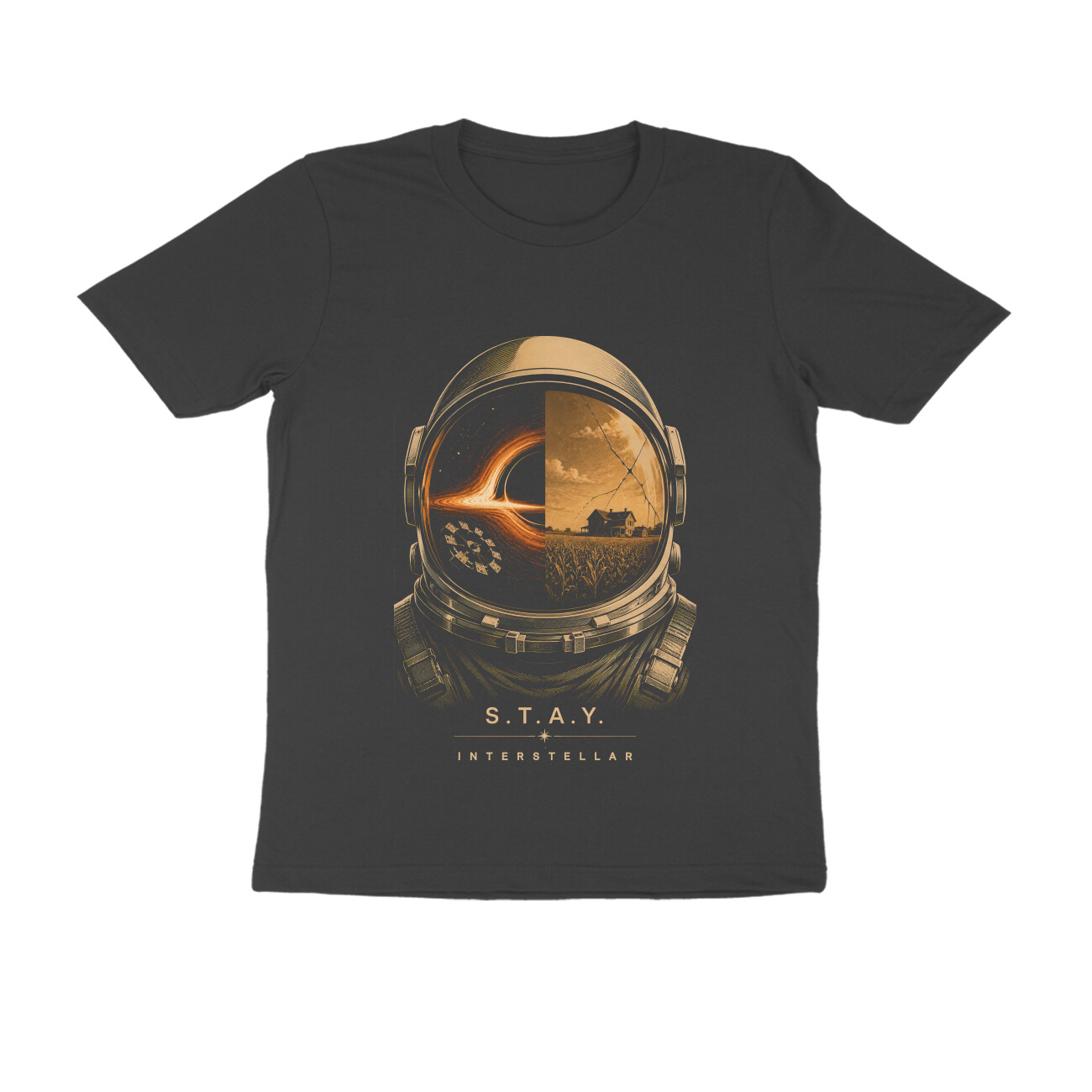 Interstellar T-shirt - STAY - Black front 6a870763c9b06 black s men round.jpg