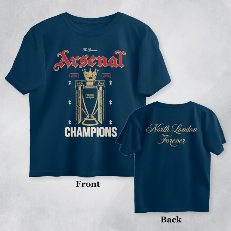 arsenal oversized t shirt pl champions 2 front back