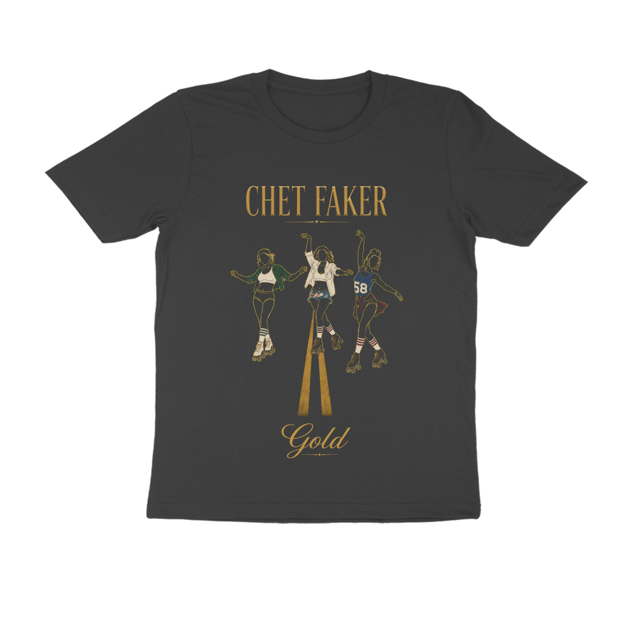 Chet Faker T-shirt - Gold Roller Skaters - Black front 6a96bf3a4bb5b black s men round.jpg