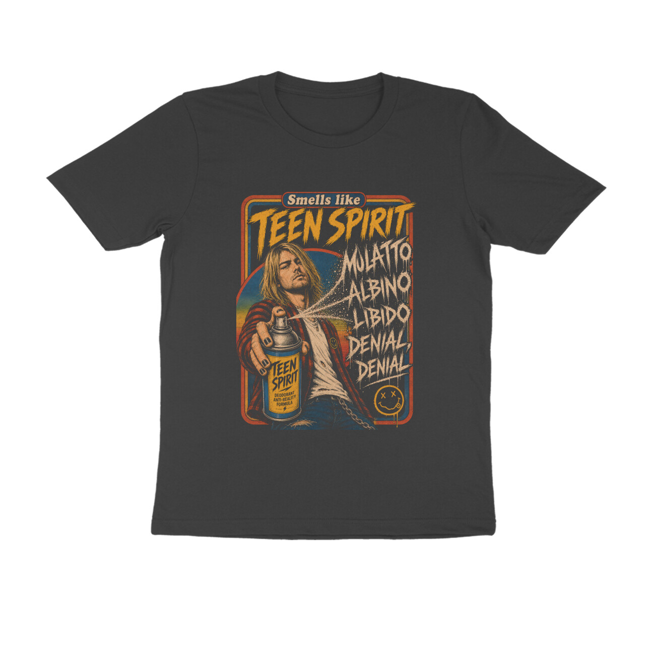 Nirvana T-shirt - Teen Spirit Deo - Black front 6a96ce6af022b black s men round.jpg