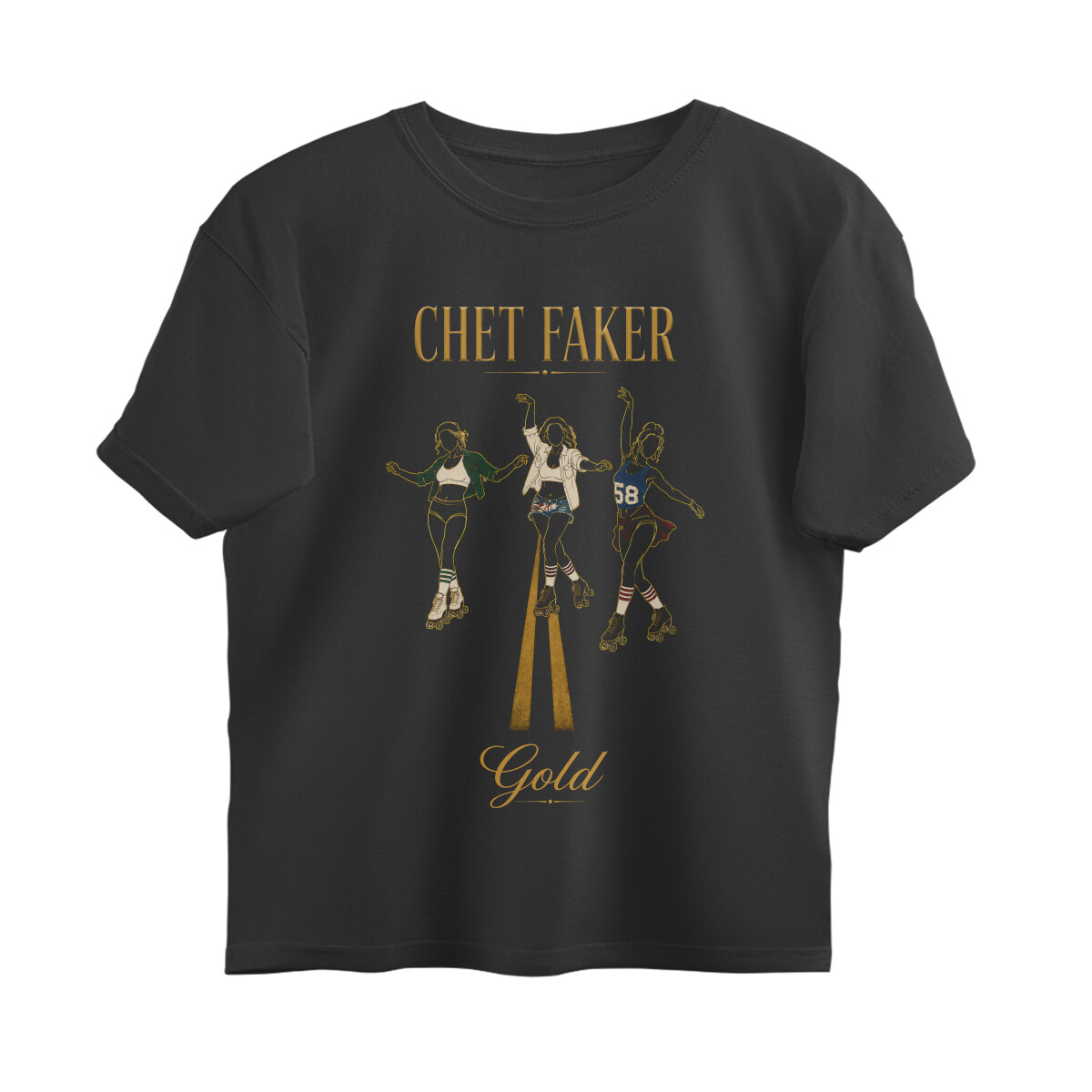 Chet Faker Oversized T-shirt - Gold Roller Skaters - Black front 6a96d8c883756 black s oversized t shirt.jpg