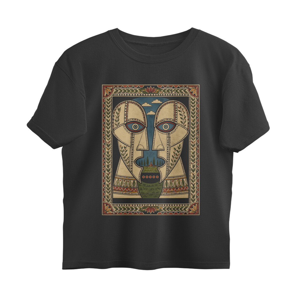 Pink Floyd Oversized T-shirt - Division Bell Indian Art - Black front 6a9812e6b0e9a black s oversized t shirt.jpg