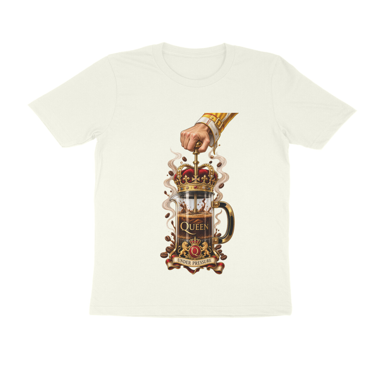 Queen T-shirt - Under French Pressure - Ivory front 6aa1678f7cb98 ivory s men round.jpg