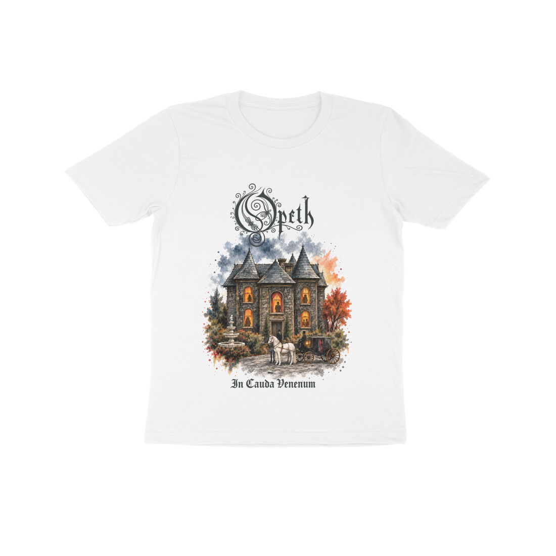 Opeth Kids T-shirt - Water Color Style - White front 6aa4efe605a74 white 8 kids half sleeve round neck tshirt.jpg