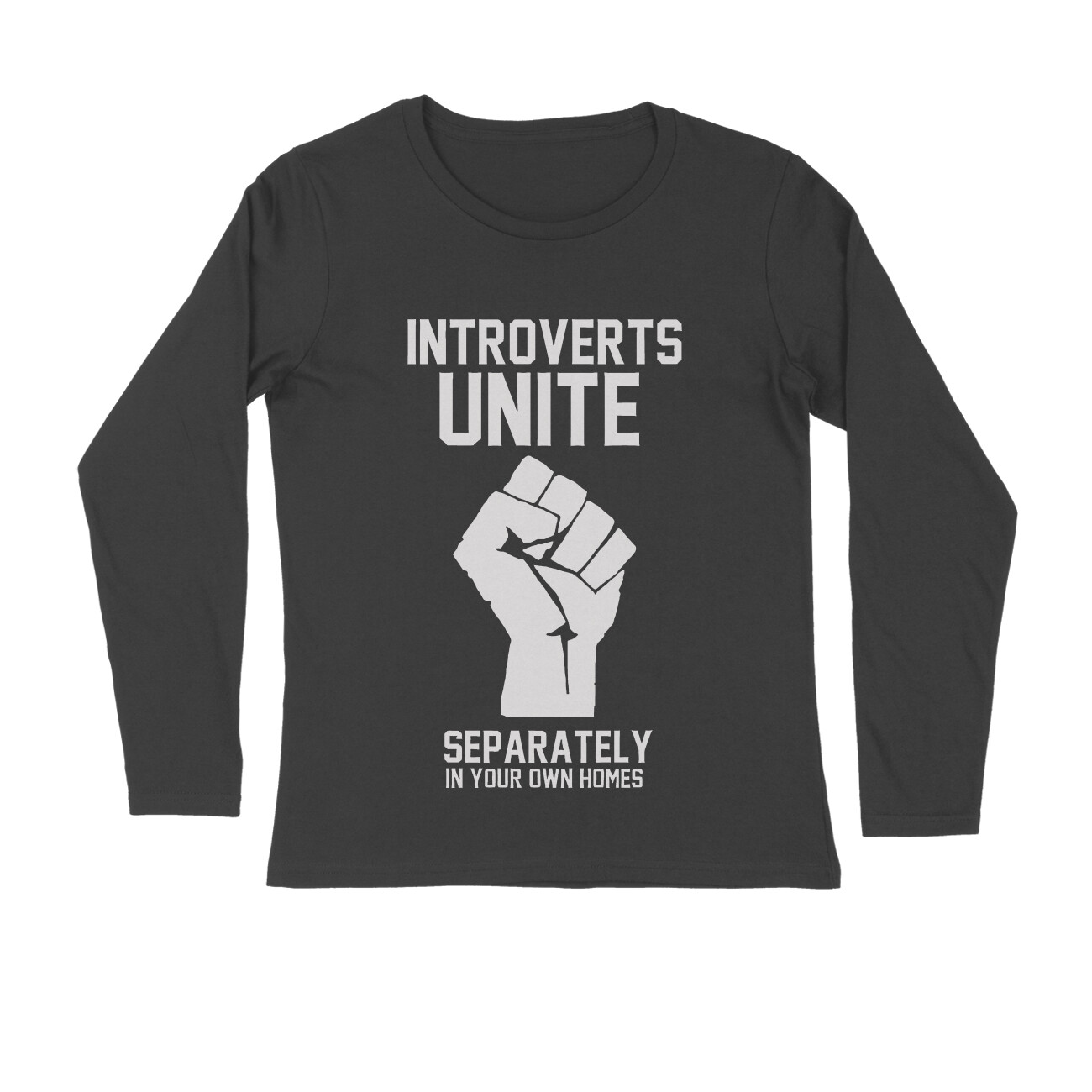 Introverts Full Sleeve T-shirt - Unite Seperately - Black front 6aaa9d3d437e9 black s men round long sleeves.jpg