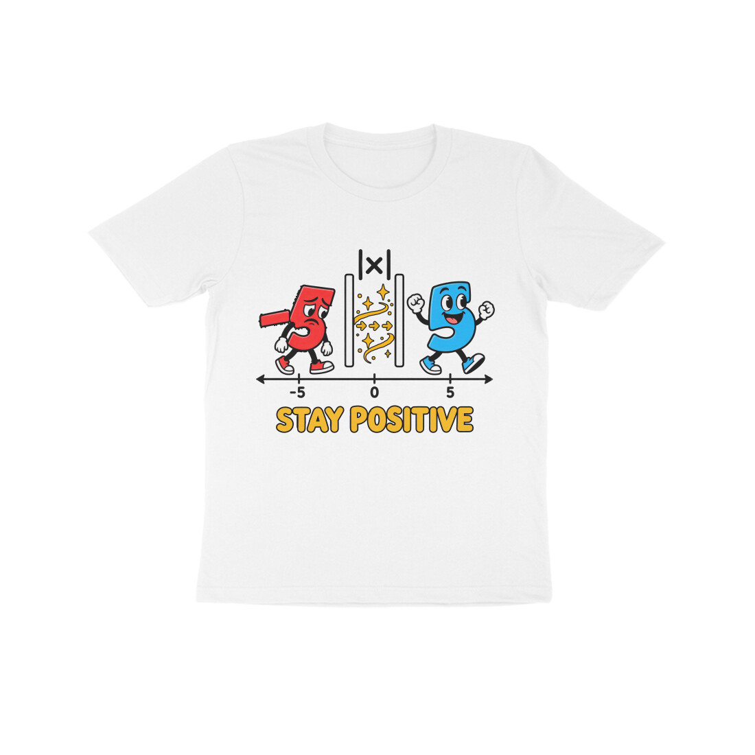 Maths Kids T-shirt - Stay Positive - White front 6aabe23d2a209 white 8 kids half sleeve round neck tshirt.jpg