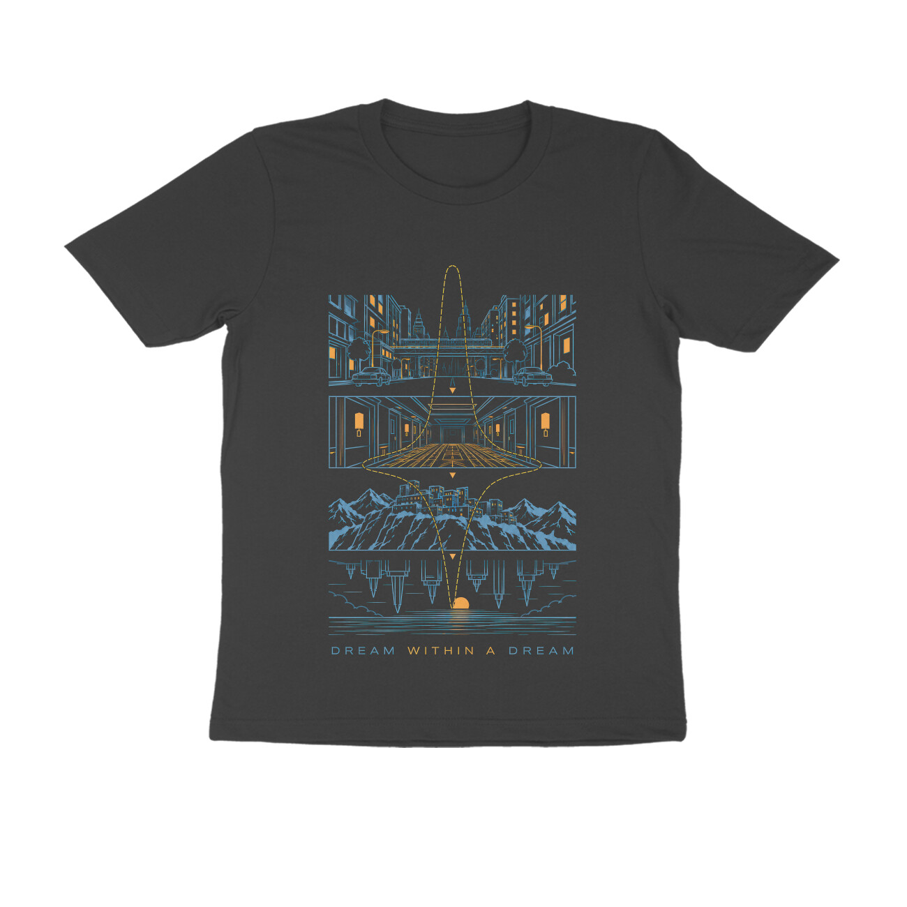 Inception T-shirt - 4 Level Dream - Black front 6aac649eb67a6 black s men round.jpg