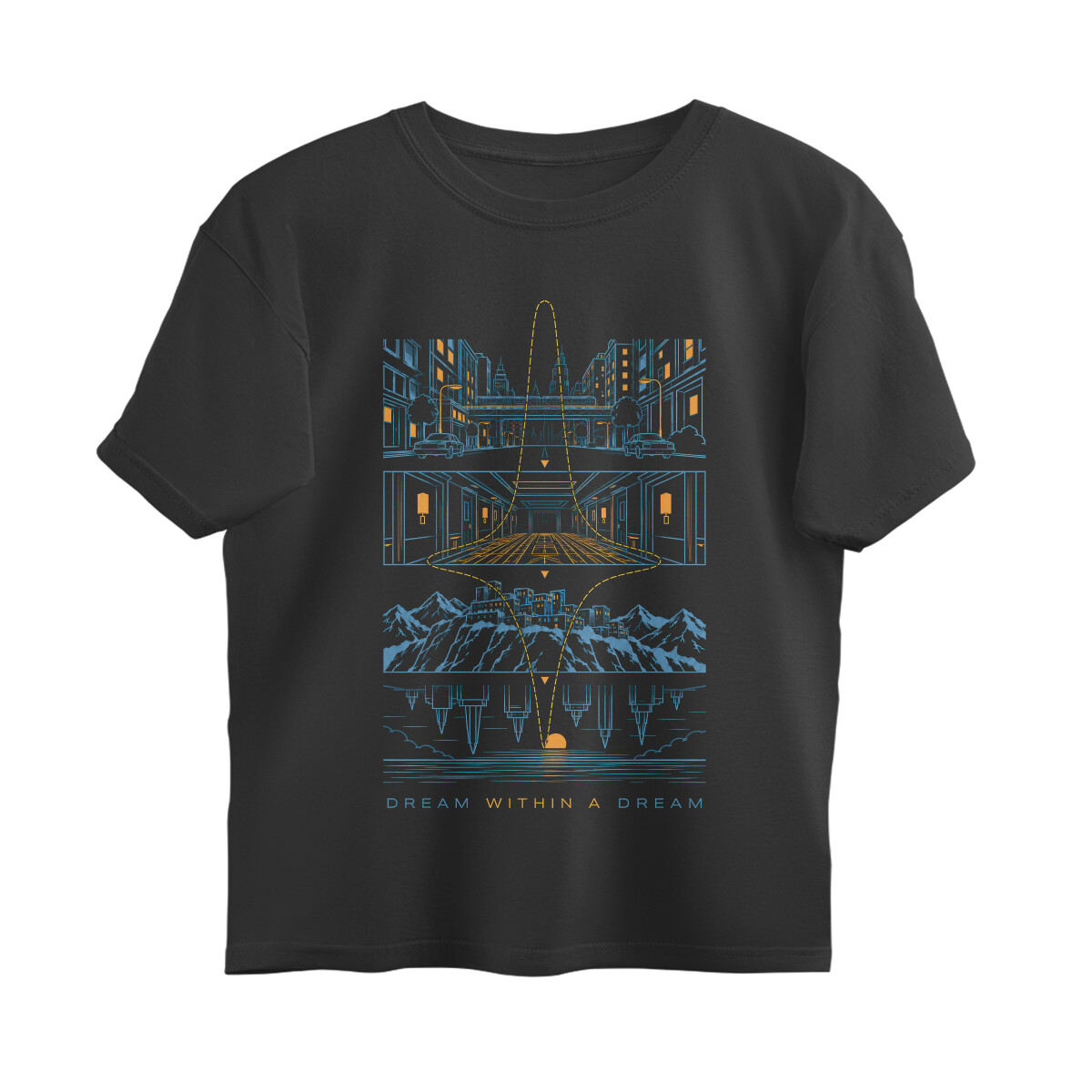 Inception Oversized T-shirt - Dream within a Dream - Black front 6aac6679d84e5 black s oversized t shirt.jpg