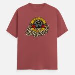 Guns N Roses T-shirt - Skulls and Roses Front - Coral