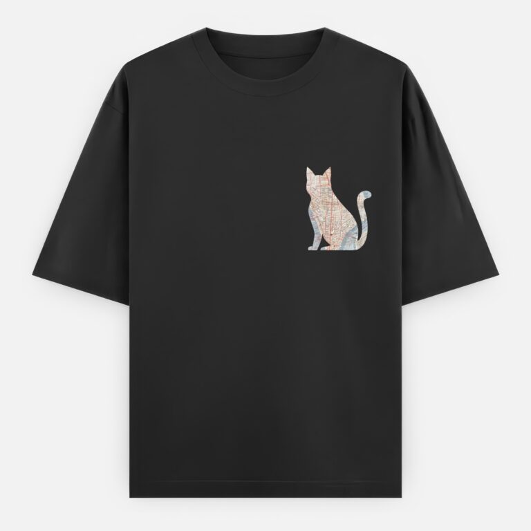 T. S. Eliot Oversized T-shirt - Prufrock Map Cat - Black