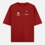 White horse Oversized T-shirt - star - Red