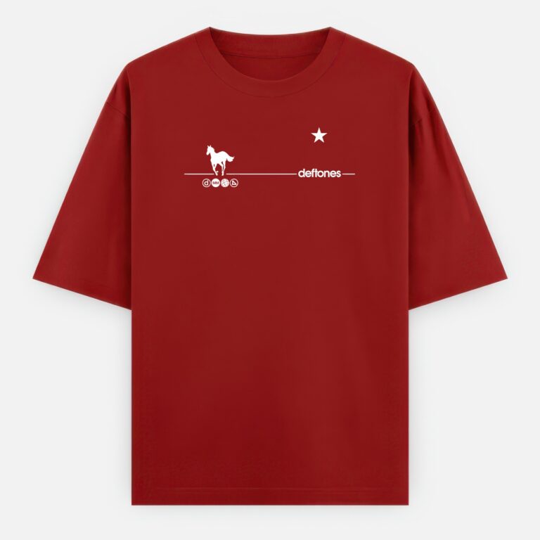 White horse Oversized T-shirt - star - Red